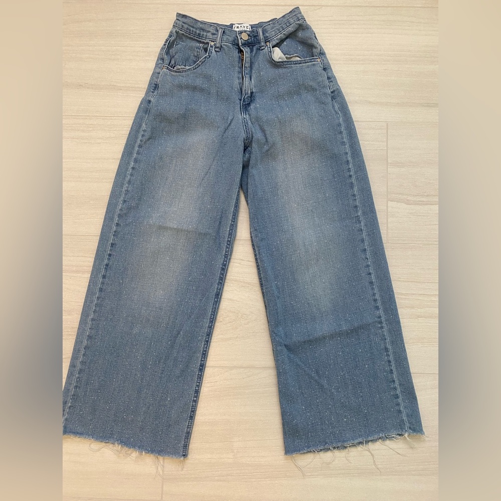 Frayed Wide Leg Jeans Size 24